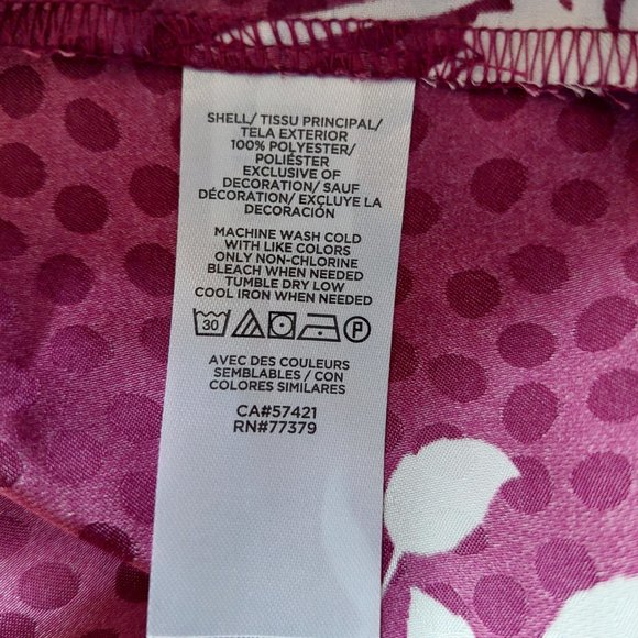 Ann Taylor Plum and White Floral Cutout Tie Neck Shell, XS - Picture 5 of 5